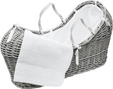 Grey Wicker Moses Basket with