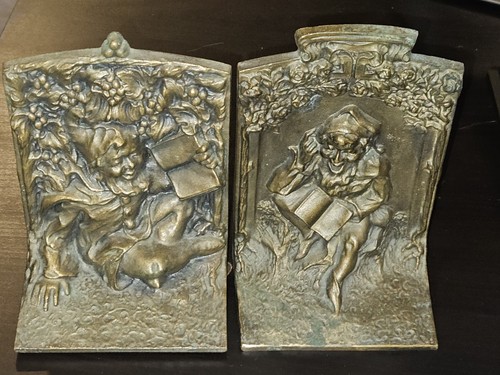 Antique solid bronze bookends - solid,