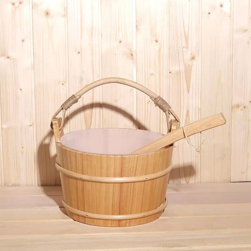 Wooden sauna bucket with - wooden,