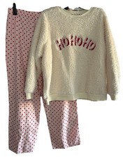 Tu Size 20 Christmas Borg Lounge Pyjamas Set Embroidered Bnwt Polka Dot Snuggle