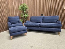 Sofa.com Bluebell 2.5 Seater Sofa, Small Armchair & Footstool In Washed Indigo 