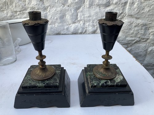 Pair antique brass marble - antique,