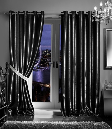 Black eyelet curtain thermal - curtain,