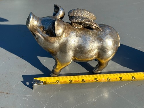 Large gold brass pig with - large, ?