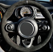 Alcantara Steering Wheel Cover Real Leather Wheel Wrap for MINI CLUBMAN JCW L