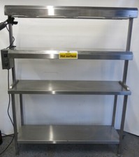 2 TIER HEATED LAMPS GANTRY ON SLIM TABLE KEEPS PLATED FOOD TAKE AWAY ORDERS WARM
