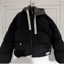 Black & Grey Saint & Sinner Oversized Puffer Jacket - Size 10