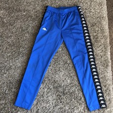 Kappa Tracksuit Bottoms Mens Small navy Poppers Logo Joggers Track Gym Retro