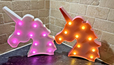 Two Pink Unicorn Bedroom LED 3D Night Light Table Lamp Desk Kids Decor