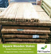 40 x 1.5m (5ft) tall Square Wooden Tree Stakes 32mm wide pressure treated wood