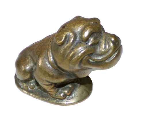 Small vintage brass bulldog - small,