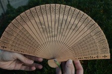 Vintage Oriental Hand Made Bamboo Cranes Decorated Hand Fan