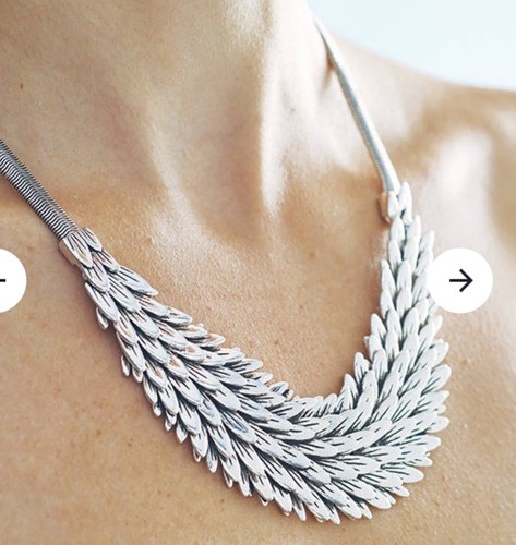 Silver tone feather - silver, statement