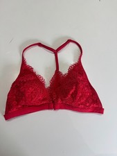 Victoria's Secret Size Small Bralette Red Padded Embroidered Front Fastening Bra