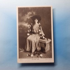 Edwardian Actress Postcard 1905 Real Photo Miss Zena Dare Floral Garland Bench