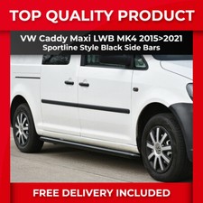 FITS VW VOLKSWAGEN CADDY MAXI 15>21 LWB BLACK SIDE BARS SPORTLINE STYLE QUALITY