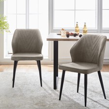 2 Pcs Dining Chair Grey Brown