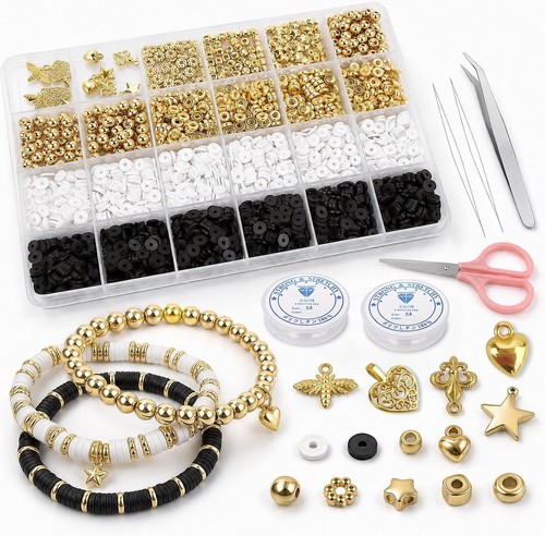 3060pcs white black clay beads - 3060pcs,