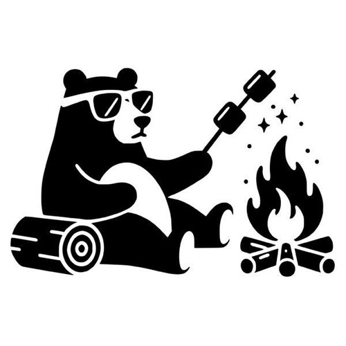 Small camp fire bear vinyl - small,