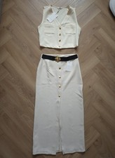 Zara Ecru Crepe Co Ord 2 Piece