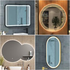 LED Illuminated Bathroom Mirrors with Touch Sensor Frame & Frameless MultiSizes