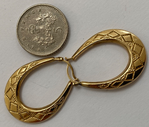 Vintage 9ct gold creole type - gold,
