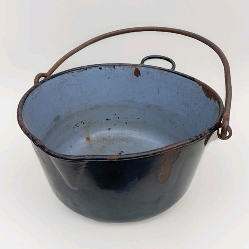 Vintage enamel jam pan - enamel, rustic