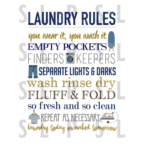 Laundry rules metal sign - laundry,