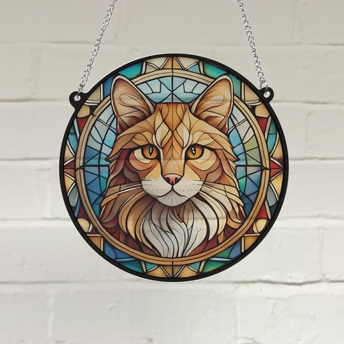 Cat ginger stained glass - cat,