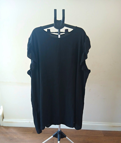 Black shirt dress - dress, neck