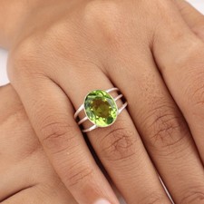 Peridot Gemstone Silver Ring