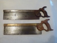TWO, VINT, 14 INCH TENON SAWS, E.C. ATKINS&CO PAT DEC 17 1887 & MITCHELL ,LONDON
