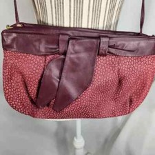 Vintage Letisse Textured Leather Mulberry Shoulder Bag or Clutch w/ Bow Accent