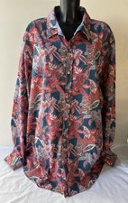 Joe Browns Mens Blue Pink Paisley Long Sleeve Button Up Shirt Guc Sz 4xl