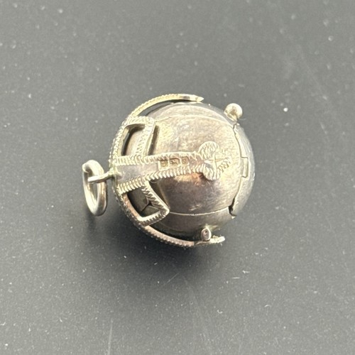 Large solid silver globe - large,