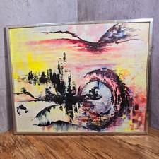 Original Abstract Oil On Board