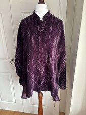 Terry Macey Silk Blend Crushed Velvet Purple Shirt Jacket Size M