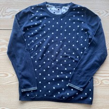 Tommy Hilfiger Womens Jumper Medium Blue Long Sleeve Round Neck Spotted Ladies
