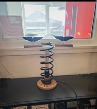 Handmade Upcycled Unique Small Rear Coil Spring On Mahogany Base