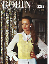 Cute Vintage 70s ladies tank top overvest crochet pattern bust 32 - 38 ins