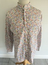 Desigual Mens Patterned Long Sleeve Mandarin Collar Shirt Size L Great Condition