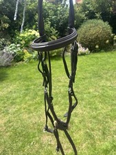 Dyon Figure 8 Noseband / Grackle Brown Leather Noseband Full Size