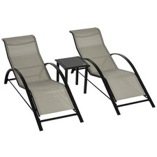 Outsunny Lounge Chair Set w/ Table Grey, Refurbished