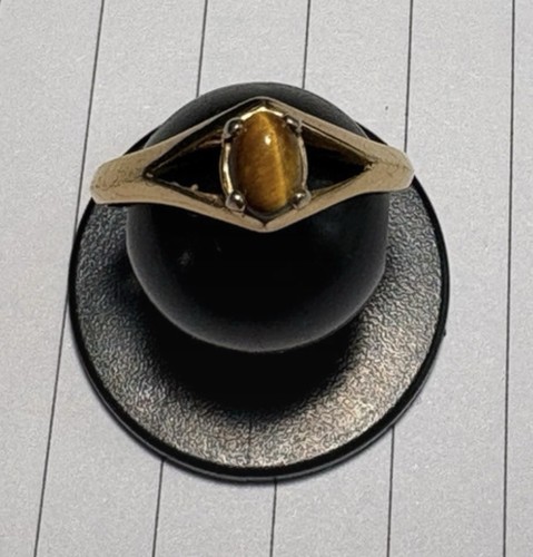 Gold plated tigers eye ring - eye,