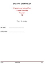 Paper-10  ELEVEN PLUS 11+ Math