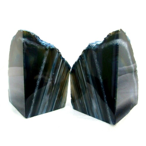 Blue brown agate bookend set - brown,