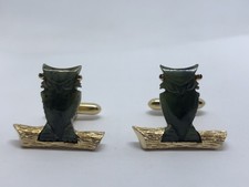 Perched Owl Genuine Jade Green