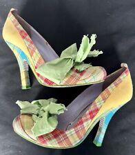 Irregular Choice Yellow Tartan Court Shoes Size 4