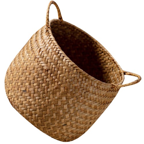 Brown seagrass woven basket - brown,