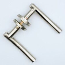 Häfele Internal Curved Lever Door Handle Sets x 3, Satin Stainless Steel + Roses